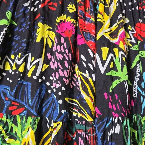 Serengeti Colorful Floral Tiered Midi Skirt Tropical Island Vacation Coastal - Picture 9 of 14